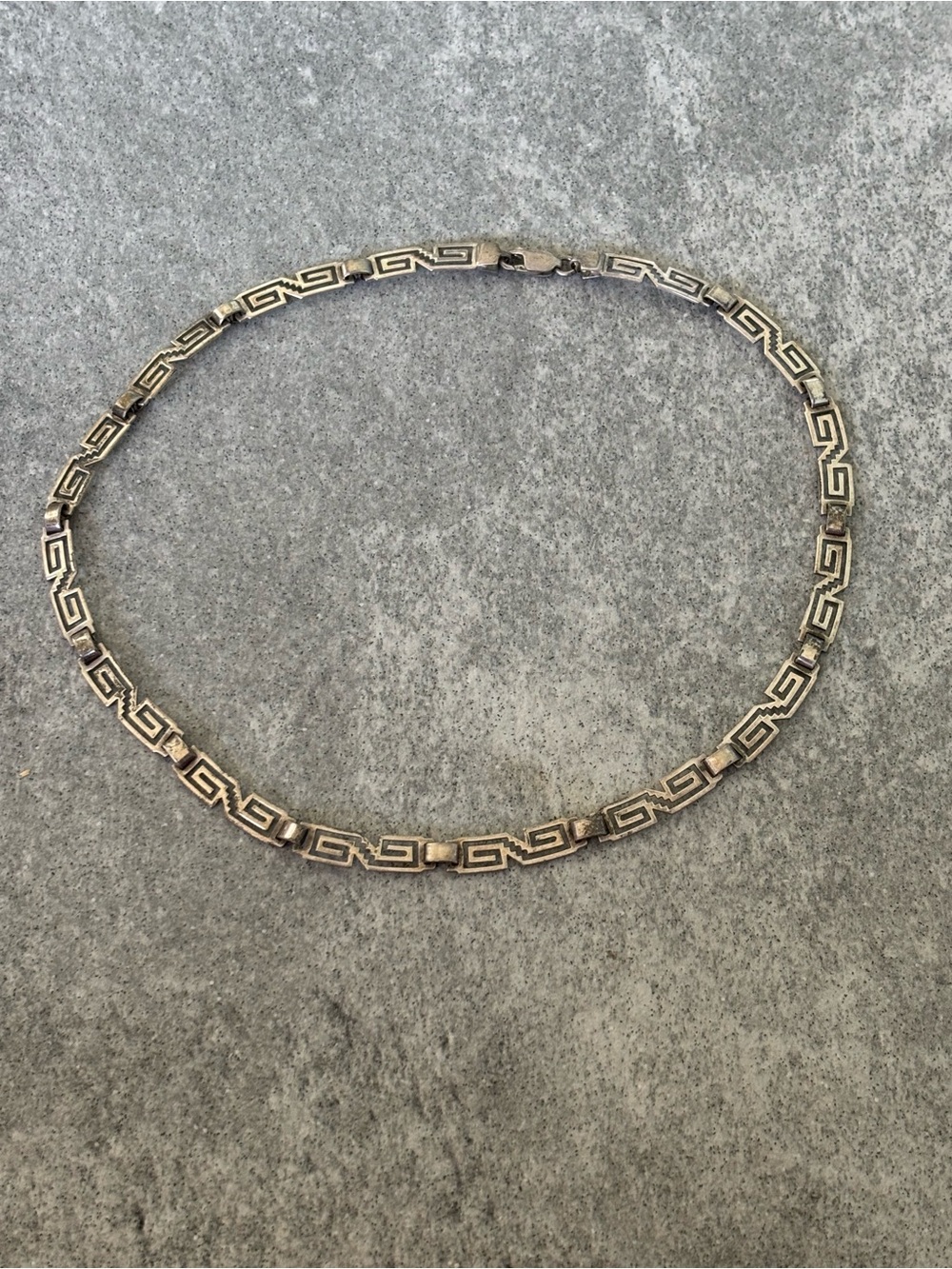 .925 Sterling Silver MEXICAN COLLAR NECKLACE Vtg 1970’s Fret Work Fine Jewelry